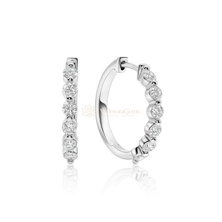 Lab-Created Diamond 6 Stone Hoop Earrings F-G VS)