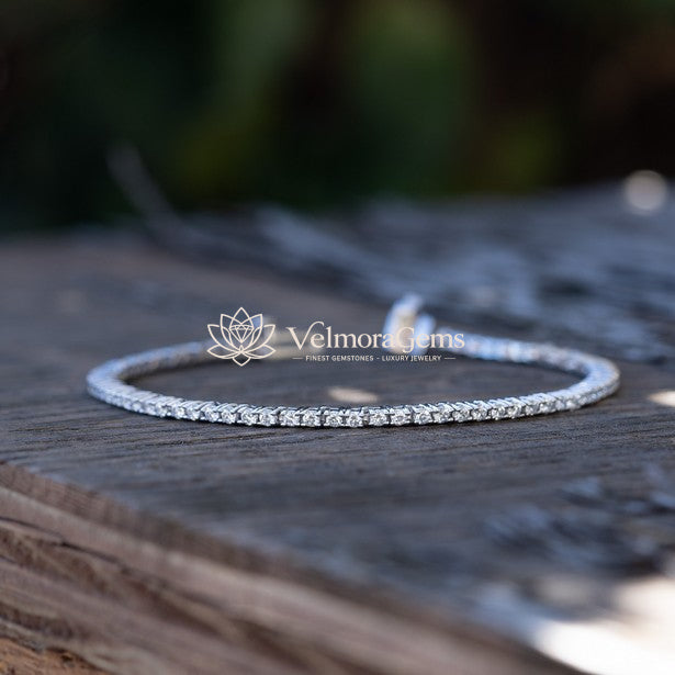 Lab-Created Round Diamond Lightweight Tennis Bracelet F-G SI)