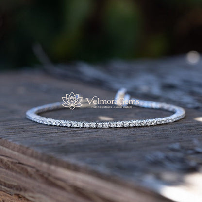 Lab-Created Round Diamond Lightweight Tennis Bracelet F-G SI)