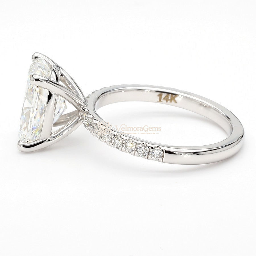 14K White Gold Cushion Pave Ring