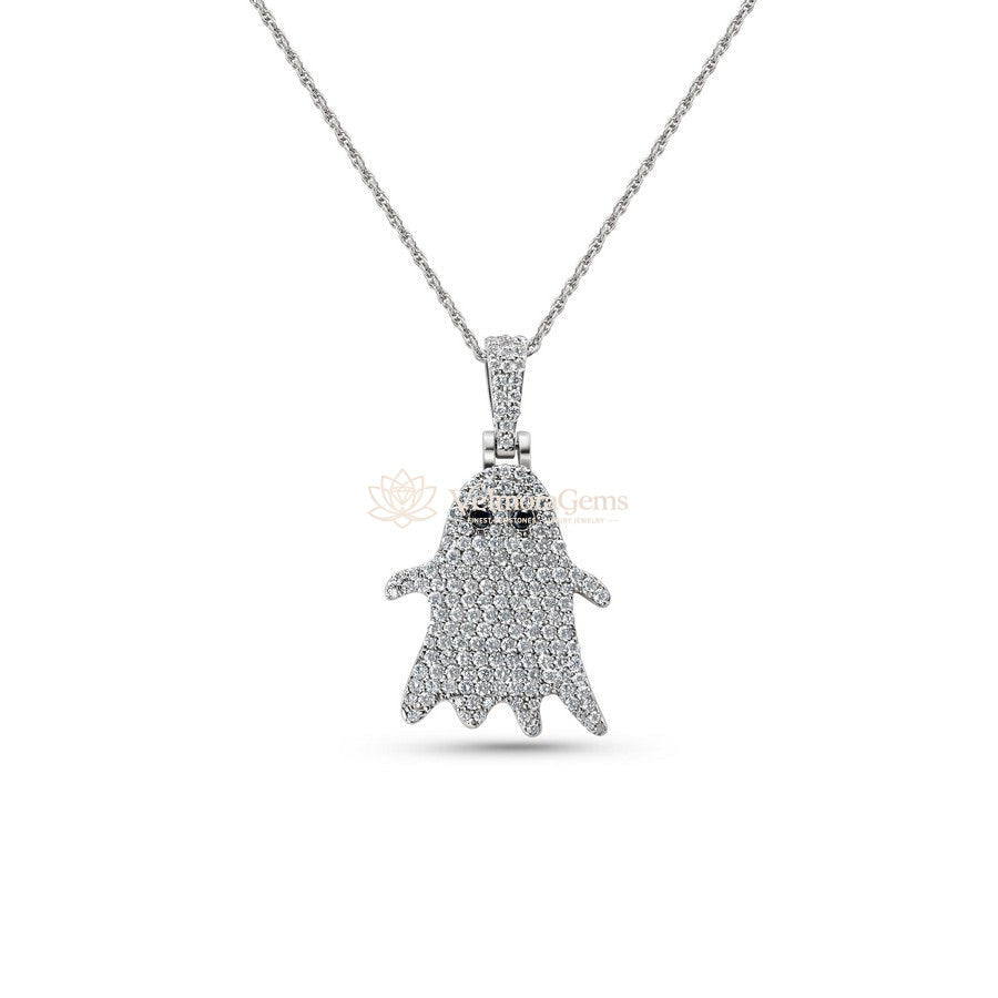 Lab-Created Black and White Diamond Ghost Pendant Necklace VS)