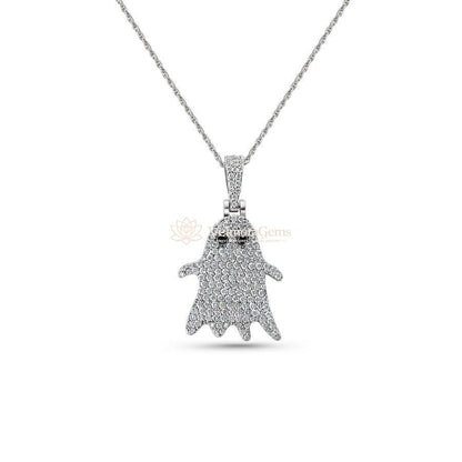 Lab-Created Black and White Diamond Ghost Pendant Necklace VS)