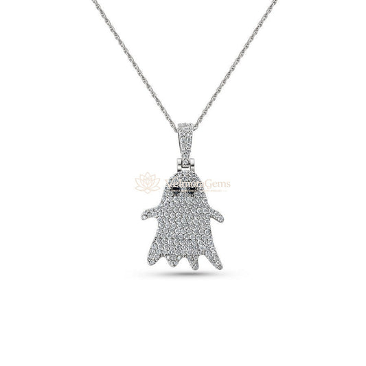 Lab-Created Black and White Diamond Ghost Pendant Necklace VS)
