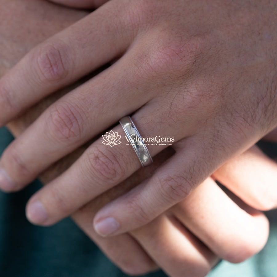 Men's Classic Milgrain Wedding Band-5mm