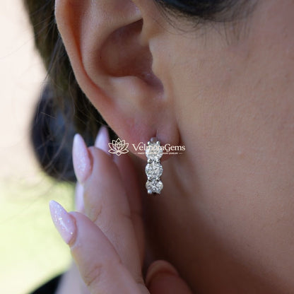 Lab-Created Diamond 3 Stone Huggie Earrings F-G SI)