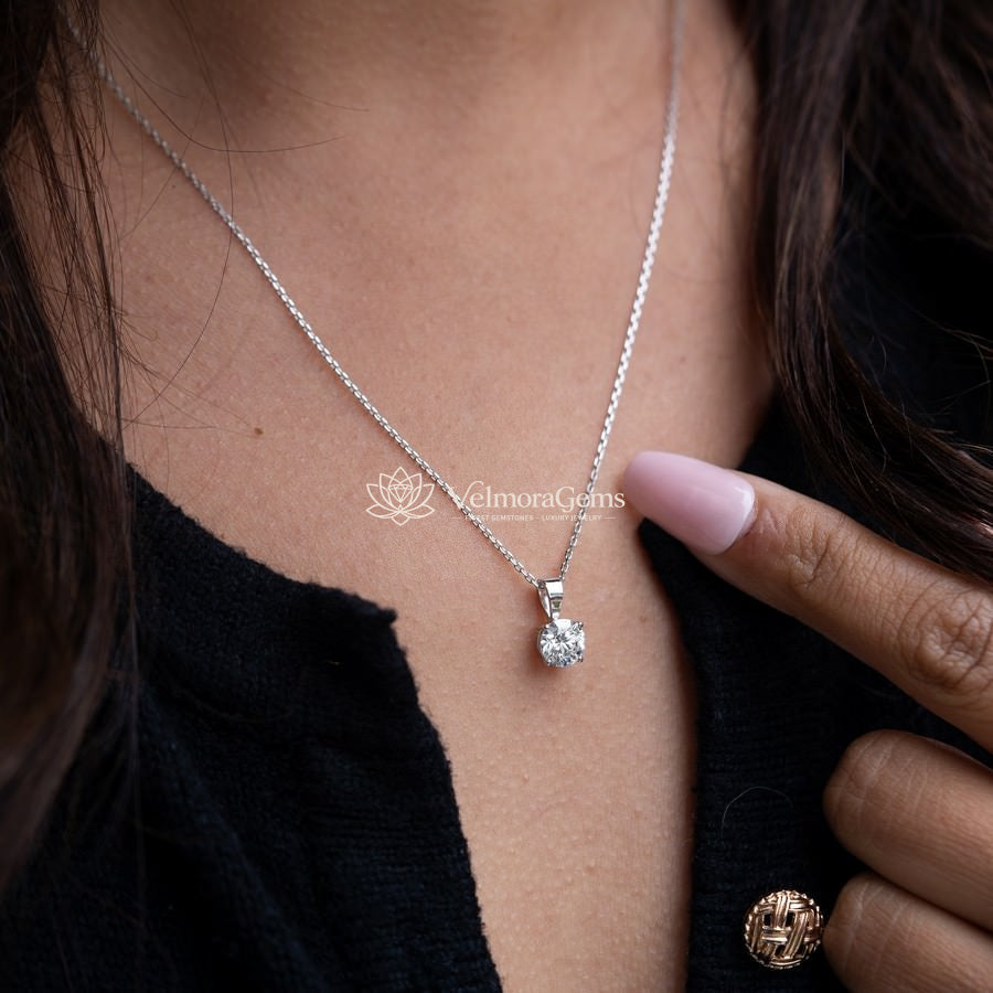 Round Pendant Duo – & Lab Diamond Solitaire Pendants (F-G SI)
