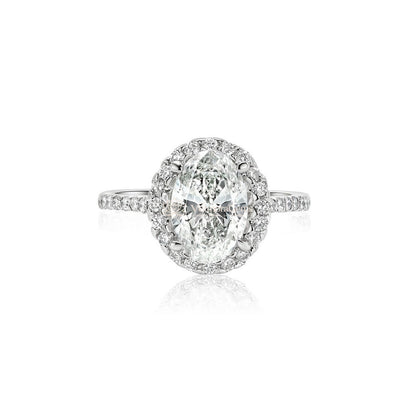 IGI Certified Lab-Created Diamond Oval Shape Halo Pave Ring F VS)