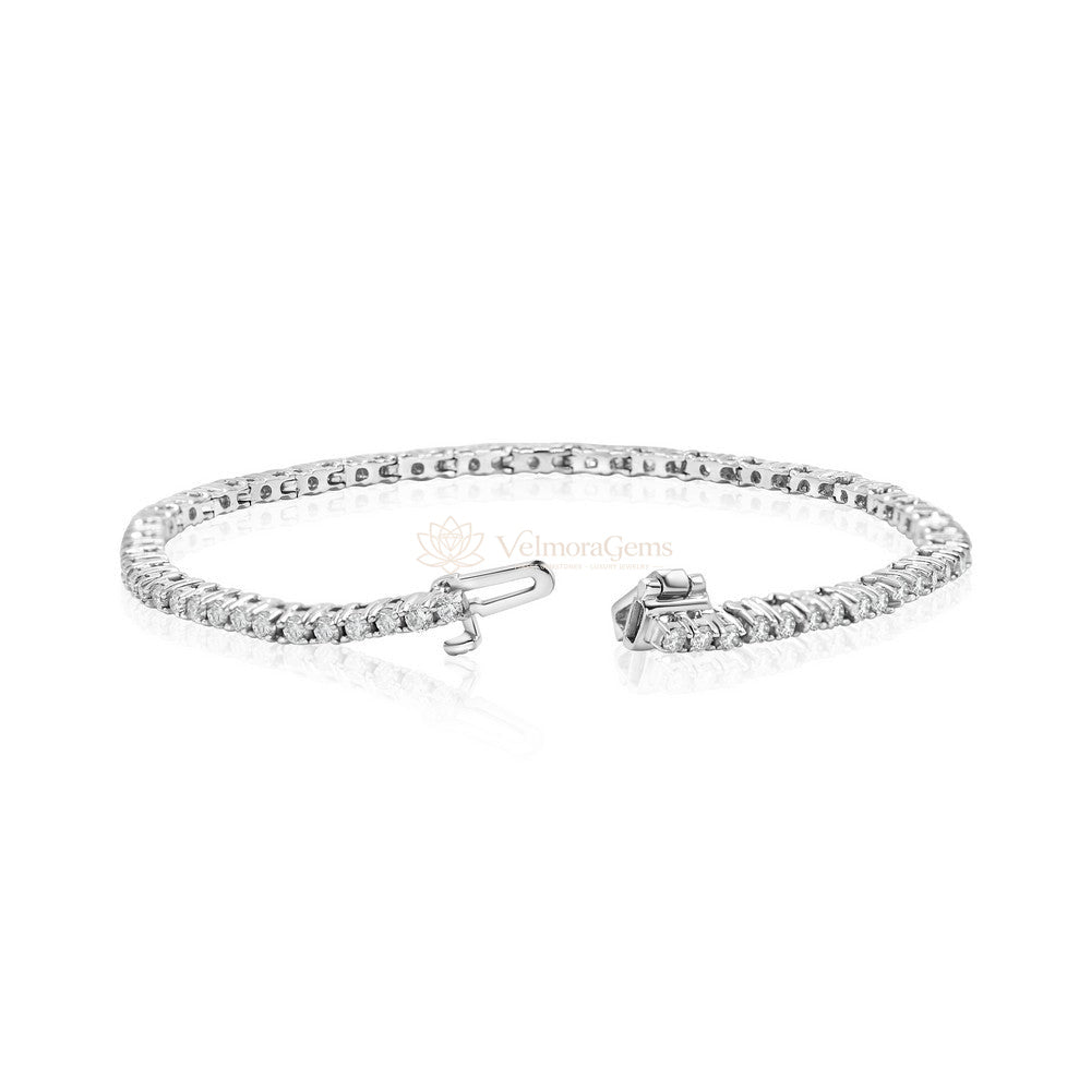 Lab-Created Round Diamond 4-Prong Tennis Bracelet F-G VS)