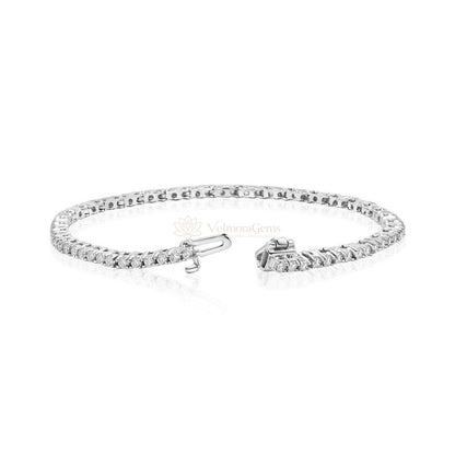 Lab-Created Round Diamond 4-Prong Tennis Bracelet F-G VS)