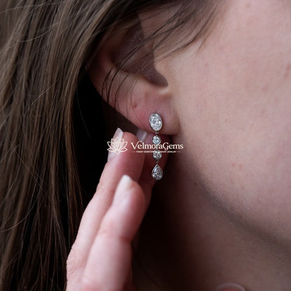 Lab-Created Diamond Multi-Shape Bezel Diamond Drop Earrings E-F VS)