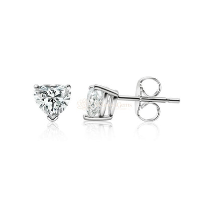 14K White Gold Heart Matching Stud Errings