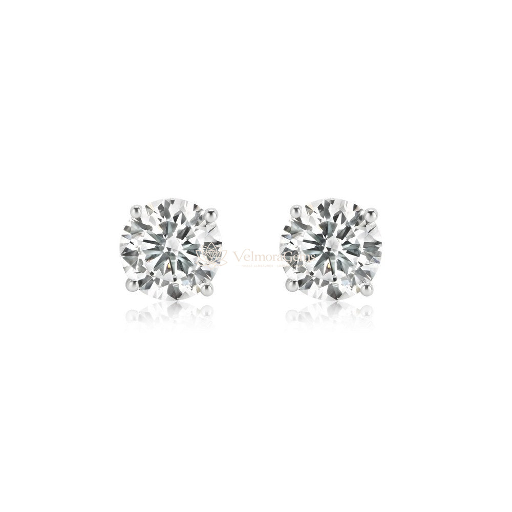 Lab-Created Diamond 4 Prong Basket Screw Back Stud Earring (1.40- E-F VS)