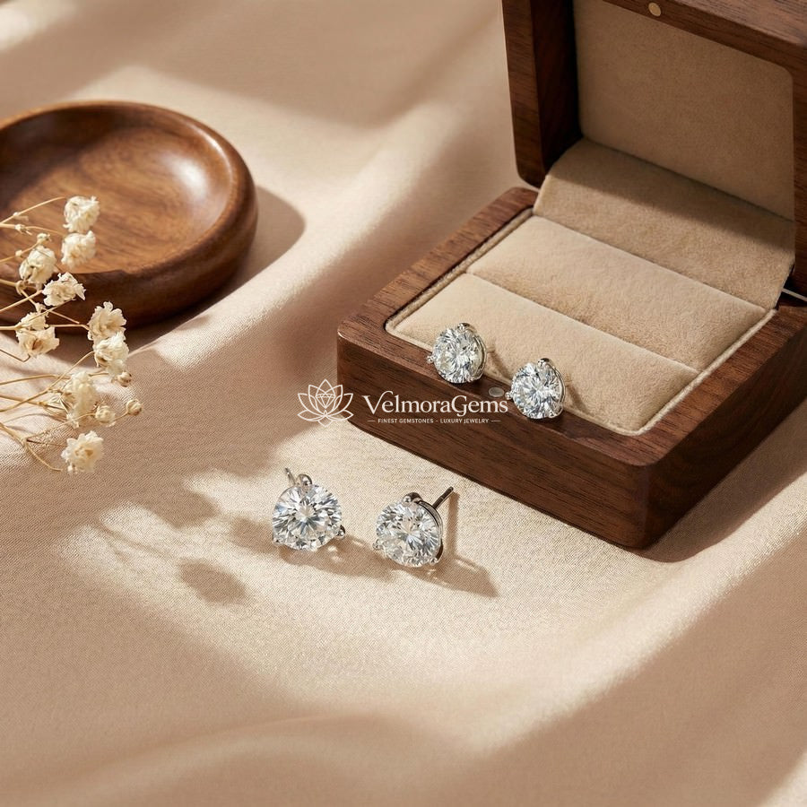 Round Stud Duo – & Lab Diamond Matching Stud Earrings (F-G SI)