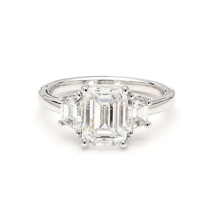 IGI Certified Lab-Created Diamond Emerald 3-Stone Ring F VS)