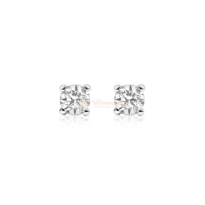 Natural Diamond 4-Prong Baby Stud Earrings F-G SI)