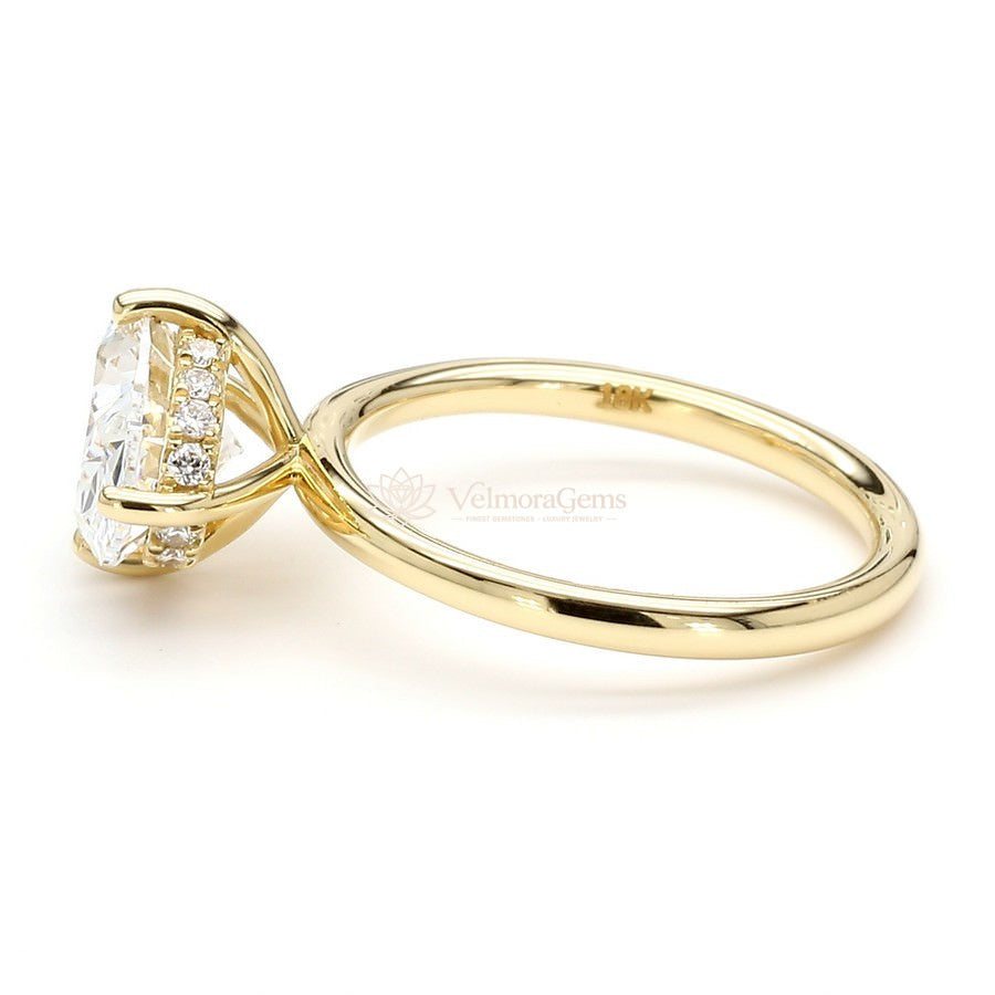 IGI Certified Lab-Created Diamond Oval East-West Hidden Halo Ring F VS)
