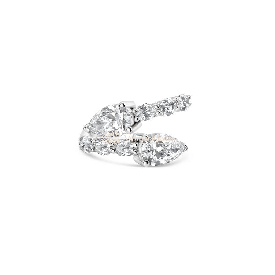 IGI Certified Lab-Created Diamond Pear and Oval Open Wrap Ring F VS)