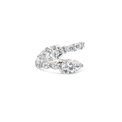 IGI Certified Lab-Created Diamond Pear and Oval Open Wrap Ring F VS)