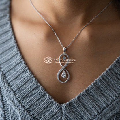 Lab-Created Diamond Infinity Teardrop Pendant Necklace F-G VS)