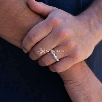 Men's Lab-Created Diamond Half Eternity Channel Set Band F-G VS)