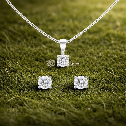 Petite Round Duo – Lab Diamond Matching Stud Earrings & Pendant (F-G SI)