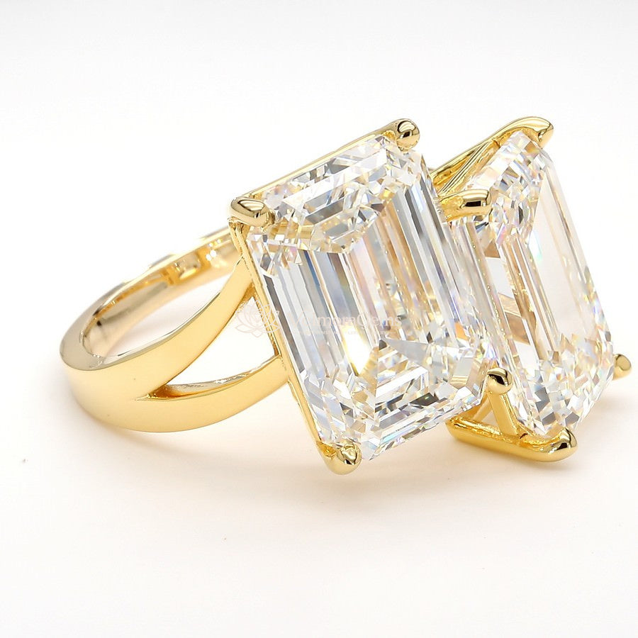 IGI Certified Lab-Created Diamond Emerald Toi-et-Moi Ring F VS)