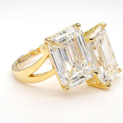 IGI Certified Lab-Created Diamond Emerald Toi-et-Moi Ring F VS)