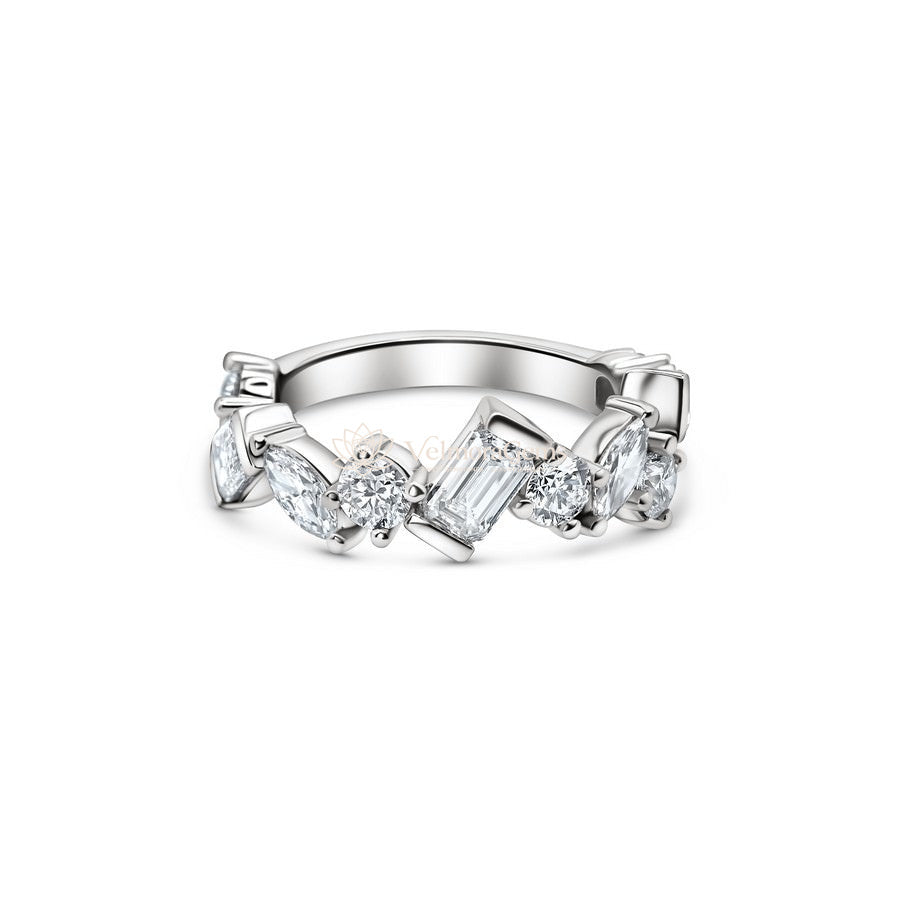 3/4 Eternity Mixed Shape Lab-Created Diamond Wedding Band E-F VS)
