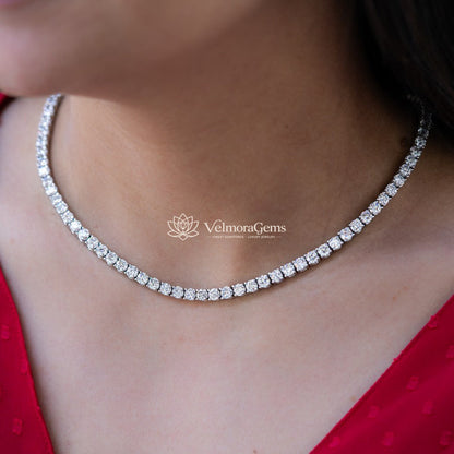 Lab-Created Round Diamond Tennis Necklace F-G SI)