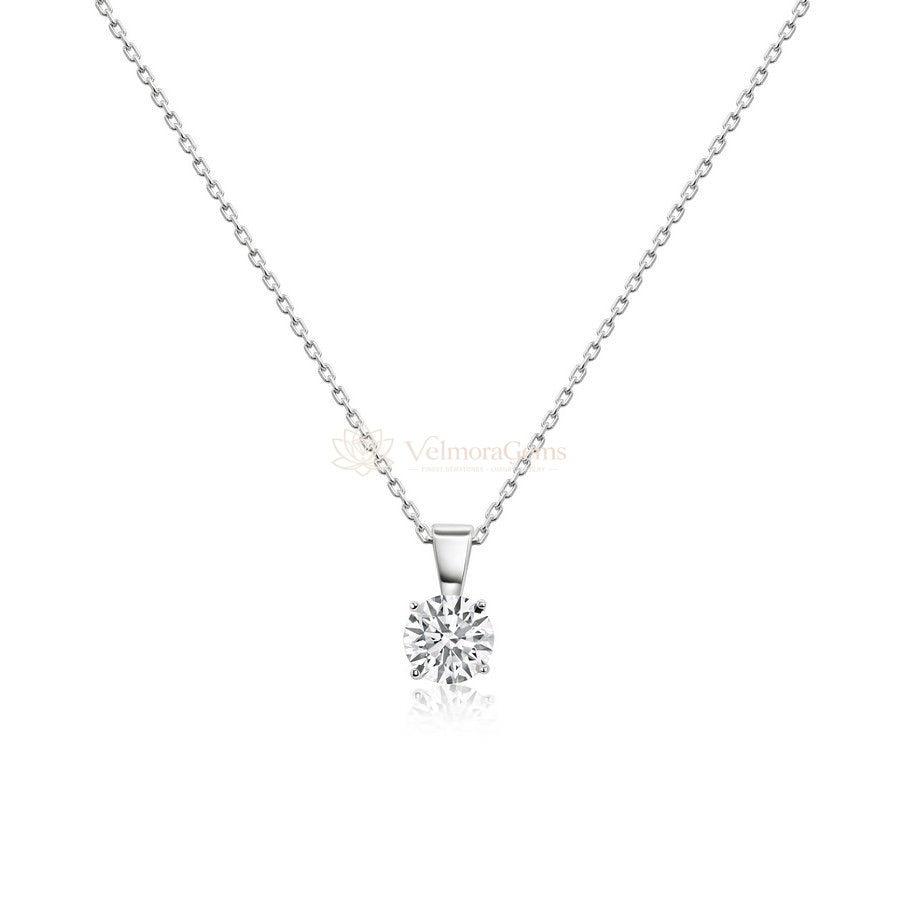 Lab-Created Diamond Solitaire Pendant Necklace F-G SI)