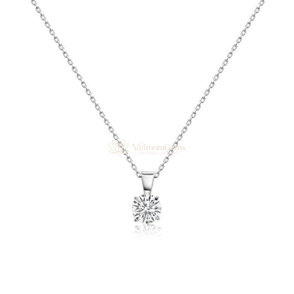 Lab-Created Diamond Solitaire Pendant Necklace F-G SI)