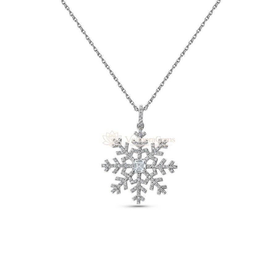 Lab-Created Diamond Snowflake Pendant Necklace E-F VS)