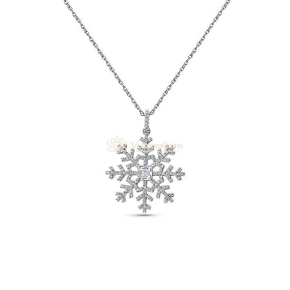 Lab-Created Diamond Snowflake Pendant Necklace E-F VS)