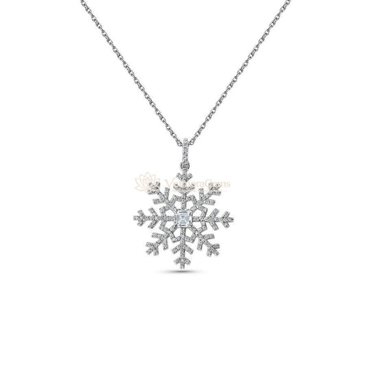 Lab-Created Diamond Snowflake Pendant Necklace E-F VS)