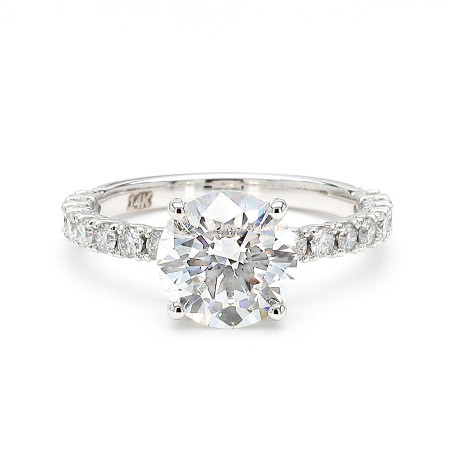 IGI Certified Lab-Created Diamond Round Hidden Halo Pave Ring F VS)