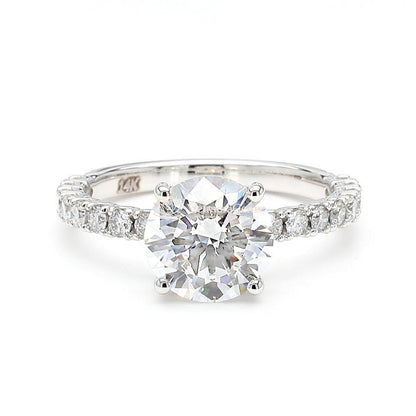 IGI Certified Lab-Created Diamond Round Hidden Halo Pave Ring F VS)