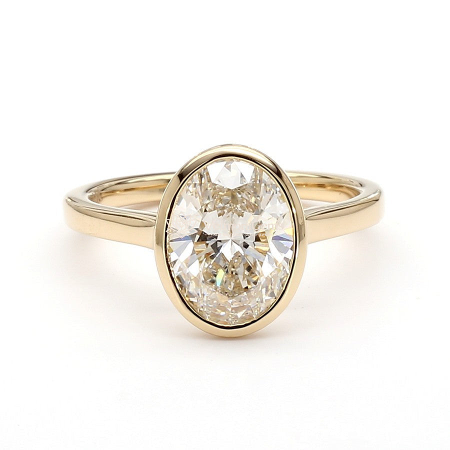 IGI Certified Lab-Created Diamond Oval Bezel Ring F VS)