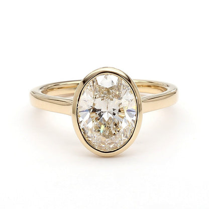 IGI Certified Lab-Created Diamond Oval Bezel Ring F VS)