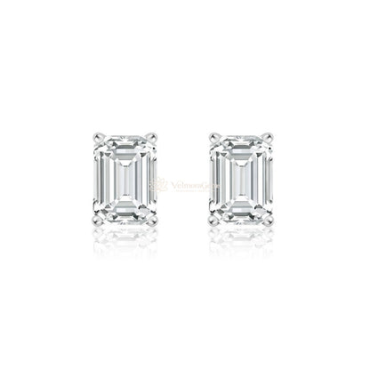 Emerald Lab-Created Diamond 4-Prong Pushback Stud Earrings F-G SI)
