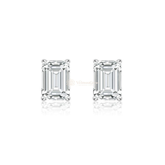 Emerald Lab-Created Diamond 4-Prong Pushback Stud Earrings F-G SI)