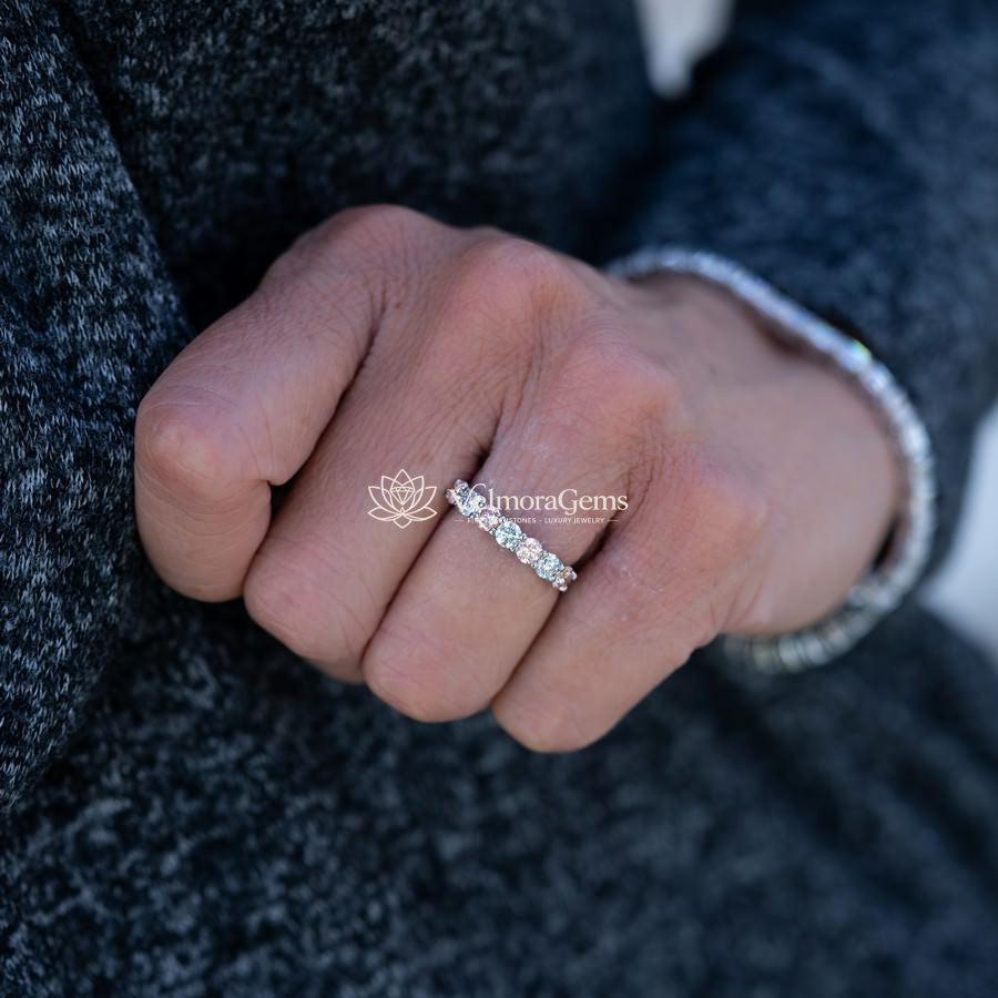 Fancy Vivid Pink & White Lab-Created Diamond 7 Stone Anniversary Ring F-G VS)