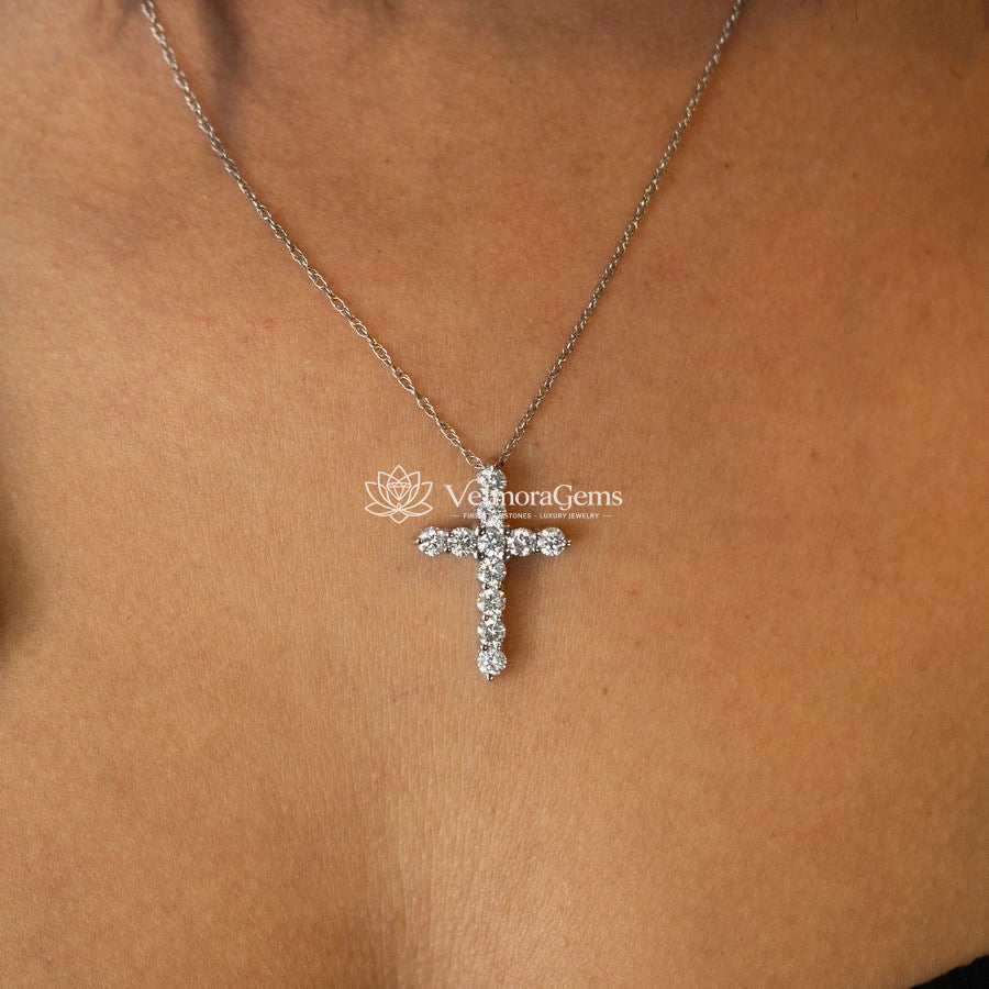 Lab-Created Diamond Cross Necklace F-G VS)