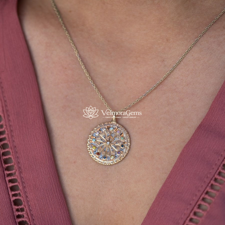 Multicolored Lab-Created Diamond Zodiac Pendant Necklace VS)