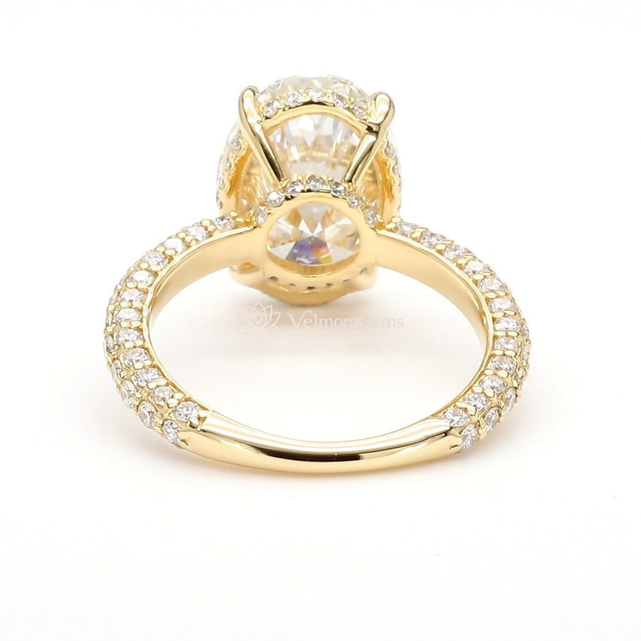 IGI Certified Lab-Created Oval Diamond 3-Way 3/4 Pave Hidden Halo Ring F VS)