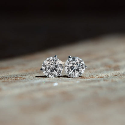 Lab-Created Diamond 4 Prong Basket Screw Back Stud Earrings F-G SI)