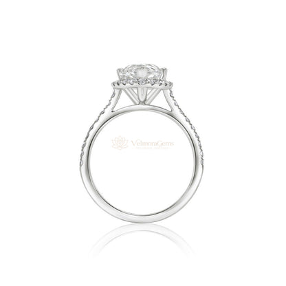 IGI Certified Lab-Created Diamond Pear Shape Halo Pave Ring F VS)