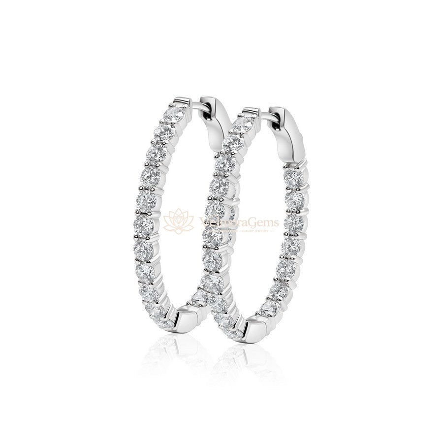 Lab-Created Diamond Medium Oval Hoop Earrings F-G VS)