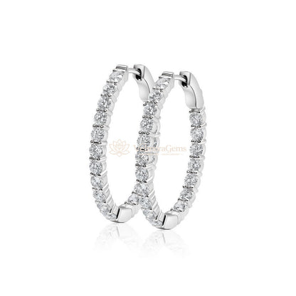 Lab-Created Diamond Medium Oval Hoop Earrings F-G VS)
