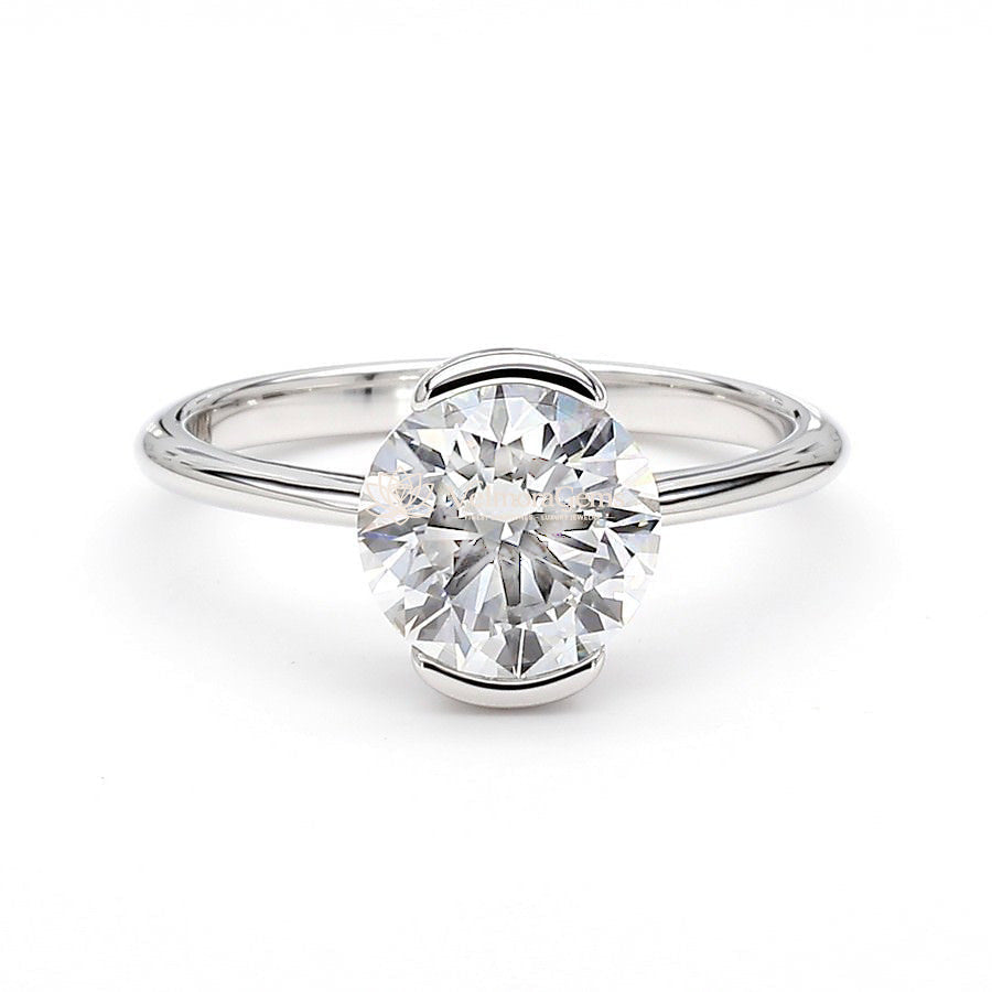 IGI Certified Lab-Created Diamond Round Half Bezel Ring F VS)