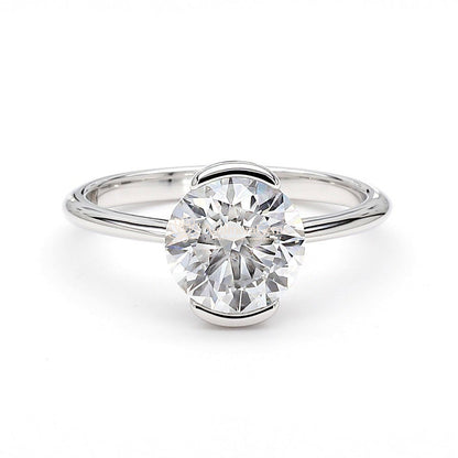 IGI Certified Lab-Created Diamond Round Half Bezel Ring F VS)